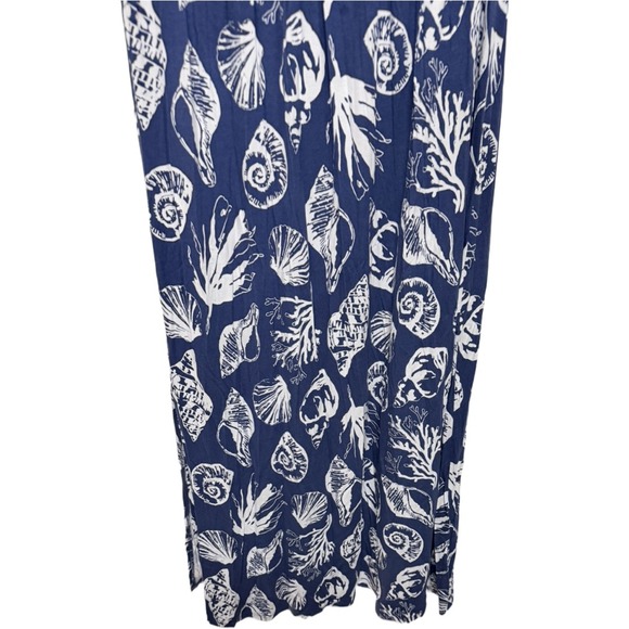 Seashell Vacation Strapless Tube Top MIDI Dress Blue Size Large Beach Venus - Picture 3 of 5